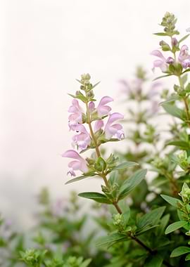Delicate Pink Flowers on a Stem