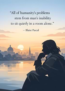 Man contemplating city at sunset