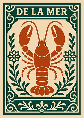 Lobster 'De La Mer' Vintage Poster