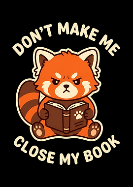 Cute Red Panda Reading a Book