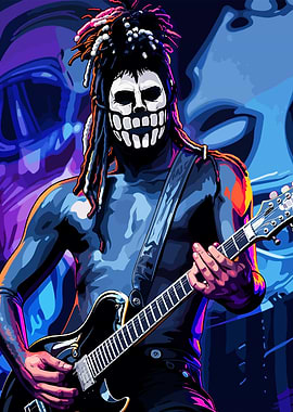 Musician with Skull Face Paint