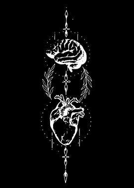 Brain and Heart Tattoo Design