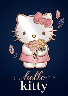Hello Kitty with Flowers and Crystals