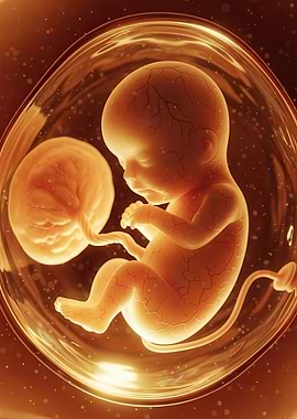 Fetus in womb with placenta