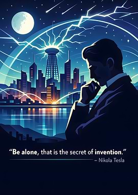 Nikola Tesla and Futuristic City