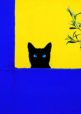 Black cat with blue eyes