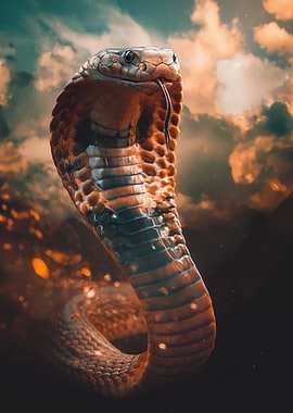 Cobra Snake in Dramatic Sky
