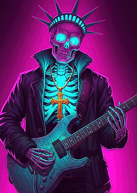 Skeleton Rocker with Statue of Liberty Crown