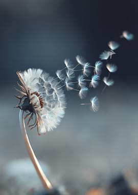 Dandelion Seeds Flying in the Wind