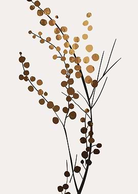 Abstract Botanical Branches with Berries