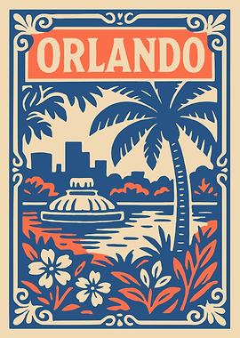 Orlando Cityscape with Palm Tree