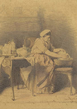Woman washing clothes in a bowl