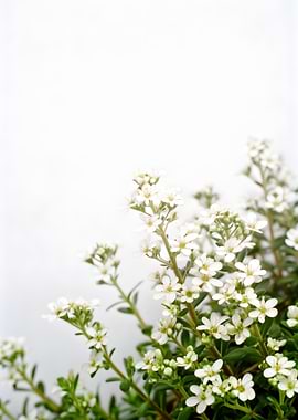 Delicate White Flowers on White Background