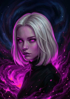 Mysterious Woman with Glowing Eyes