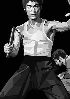 Bruce Lee with Nunchucks