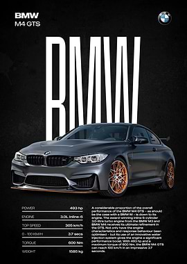 BMW M4 GTS Car Poster