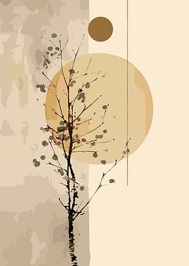 Minimalist Tree and Circles Art