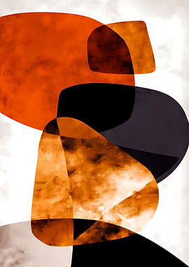 Abstract Geometric Shapes in Orange and Black