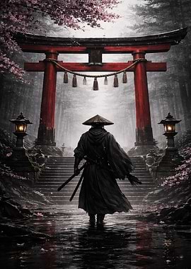Samurai at Torii Gate