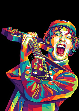 Man Playing Guitar in Pop Art Style