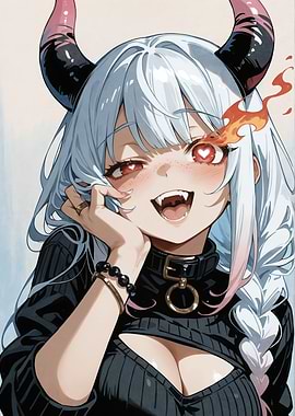 Anime Demon Girl with Fiery Eyes