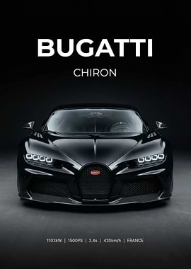black Bugatti Chiron Black Sports Car
