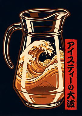 Japanese Wave Pitcher with Oranges