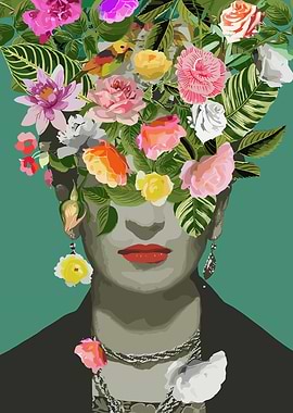 Frida Kahlo Floral Portrait