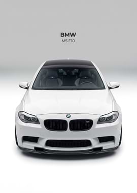 White BMW M5 F10 Front View poster