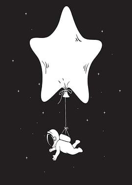 Astronaut Baby Floating with Star Balloon