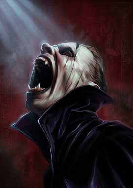 Vampire Screaming in Dramatic Light