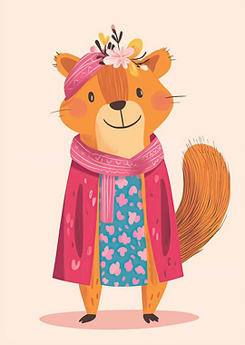 Cute Squirrel Character in Fashionable Outfit