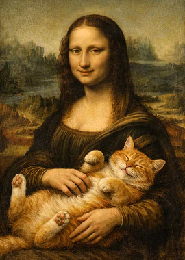 Mona Lisa and her orange cat