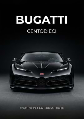 black Bugatti Centodieci Black Sports Car