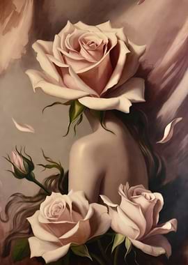 Woman with Rose Head