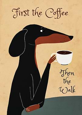 Dachshund with Coffee Then Walk