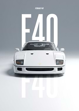 white Ferrari F40 Poster