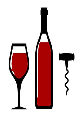 Wine bottle, glass, and corkscrew