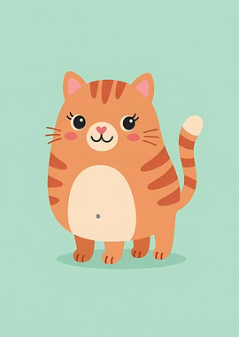 Cute Orange Tabby Cat Illustration