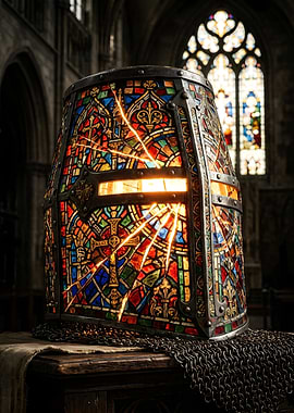Stained Glass Crusader Knight Helmet