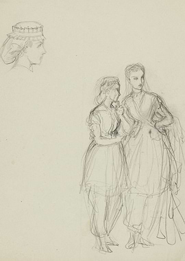 Pencil Sketch of Women in Dresses