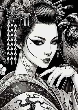 Geisha with Crow