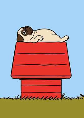Pug on a Dog House