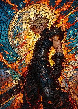 Cloud Strife Stained Glass