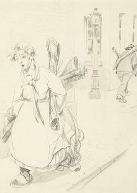 Woman carrying bundles on a street