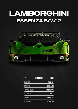 Lamborghini Essenza SCV12 Car Poster
