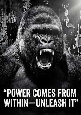 Gorilla Roaring with Inspirational Quote