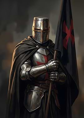 Knight Holding Templar Flag