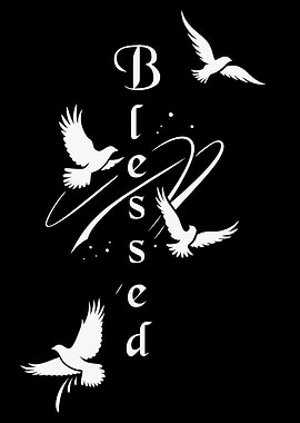 Blessed text with doves