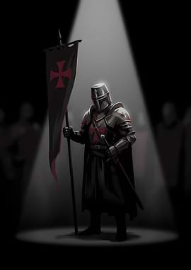 Knight Holding Templar Banner